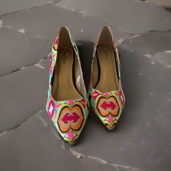 Torta Caliente Shoes - Torta Caliente Multicolored Gem Print Pointed Heels Womens‎ Sz 11